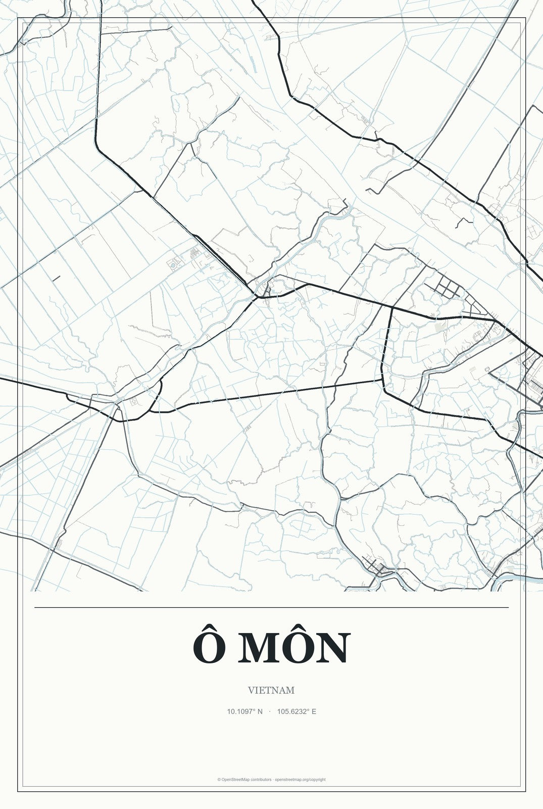 Ô Môn, Vietnam City Map Aluminum Sign in Gallery Air style