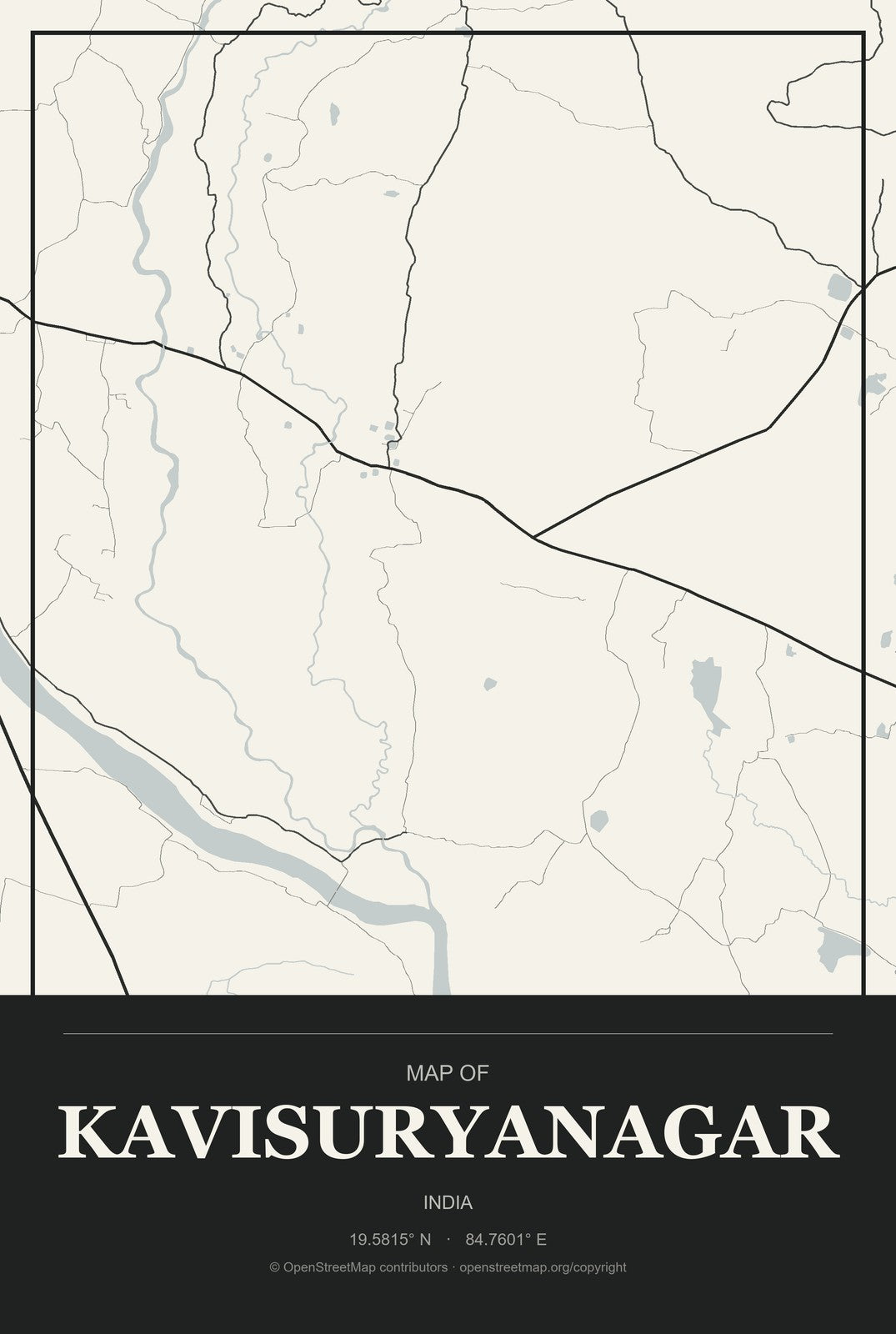 Kavisuryanagar, India City Map Aluminum Sign in Museum Plaque style