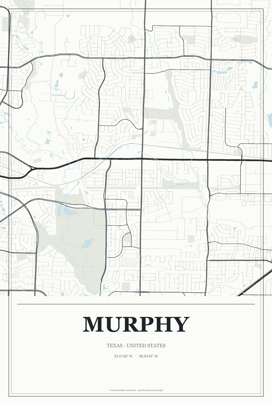 Murphy, Texas City Map Aluminum Sign in Gallery Air style