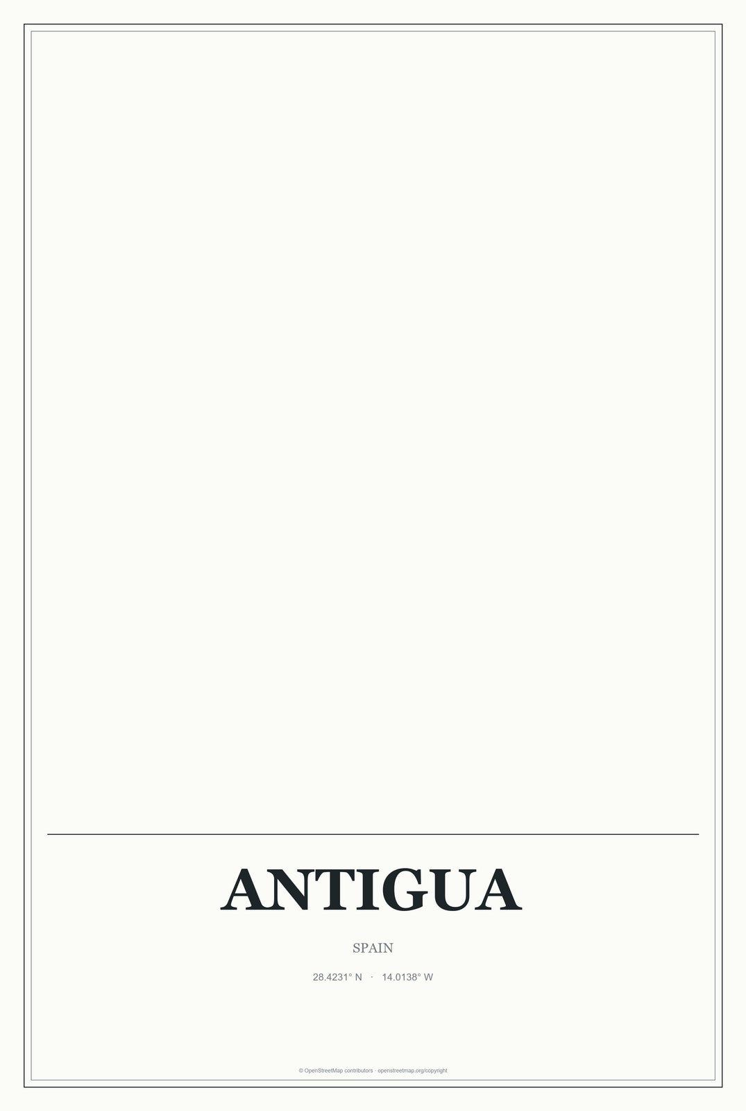 Antigua, Spain City Map Aluminum Sign in Gallery Air style