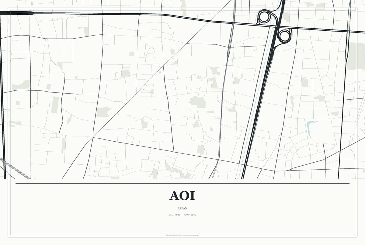 Aoi, Japan City Map Aluminum Sign in Gallery Air style