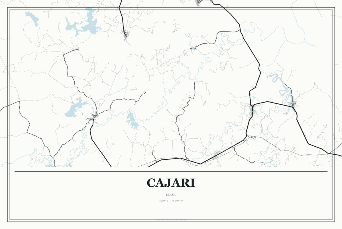 Cajari, Brazil City Map Aluminum Sign in Gallery Air style