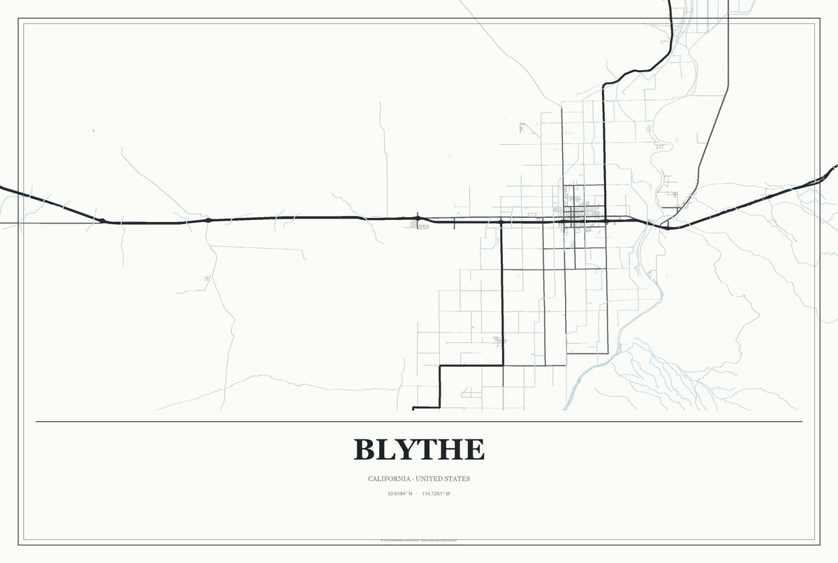 Blythe, California City Map Aluminum Sign in Gallery Air style