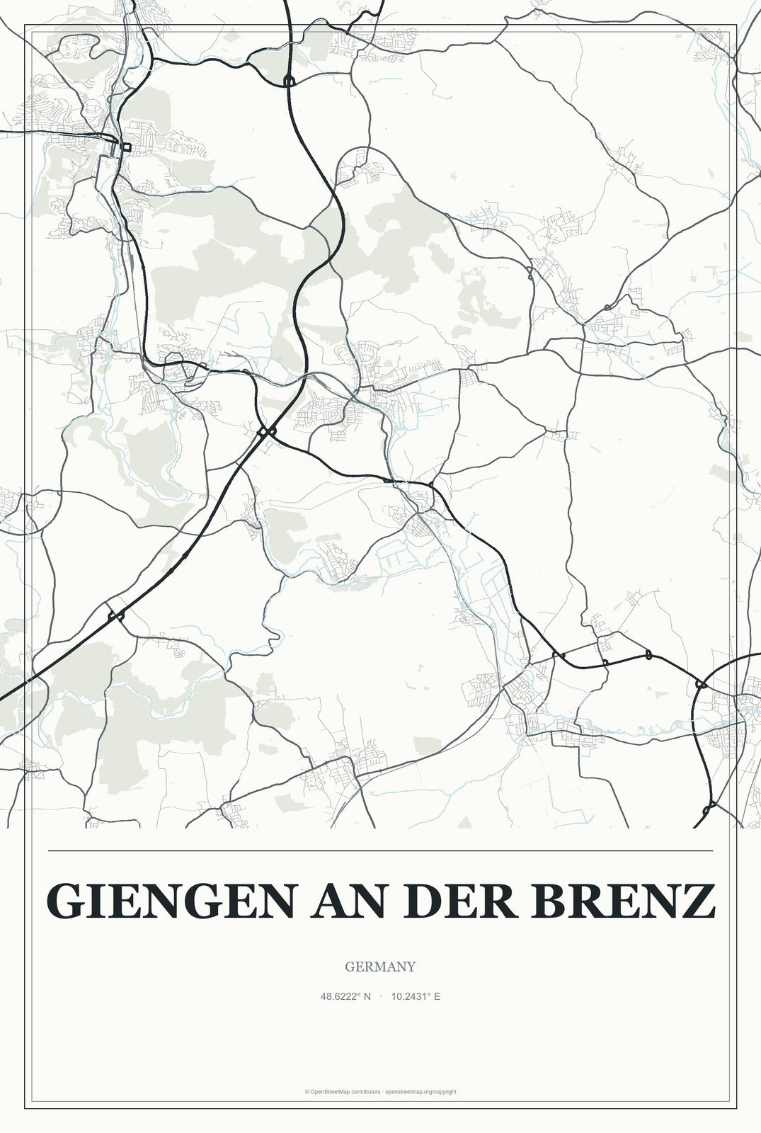 Giengen an der Brenz, Germany City Map Aluminum Sign in Gallery Air style