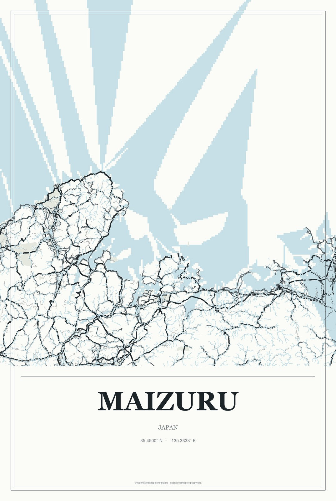 Maizuru, Japan City Map Aluminum Sign in Gallery Air style