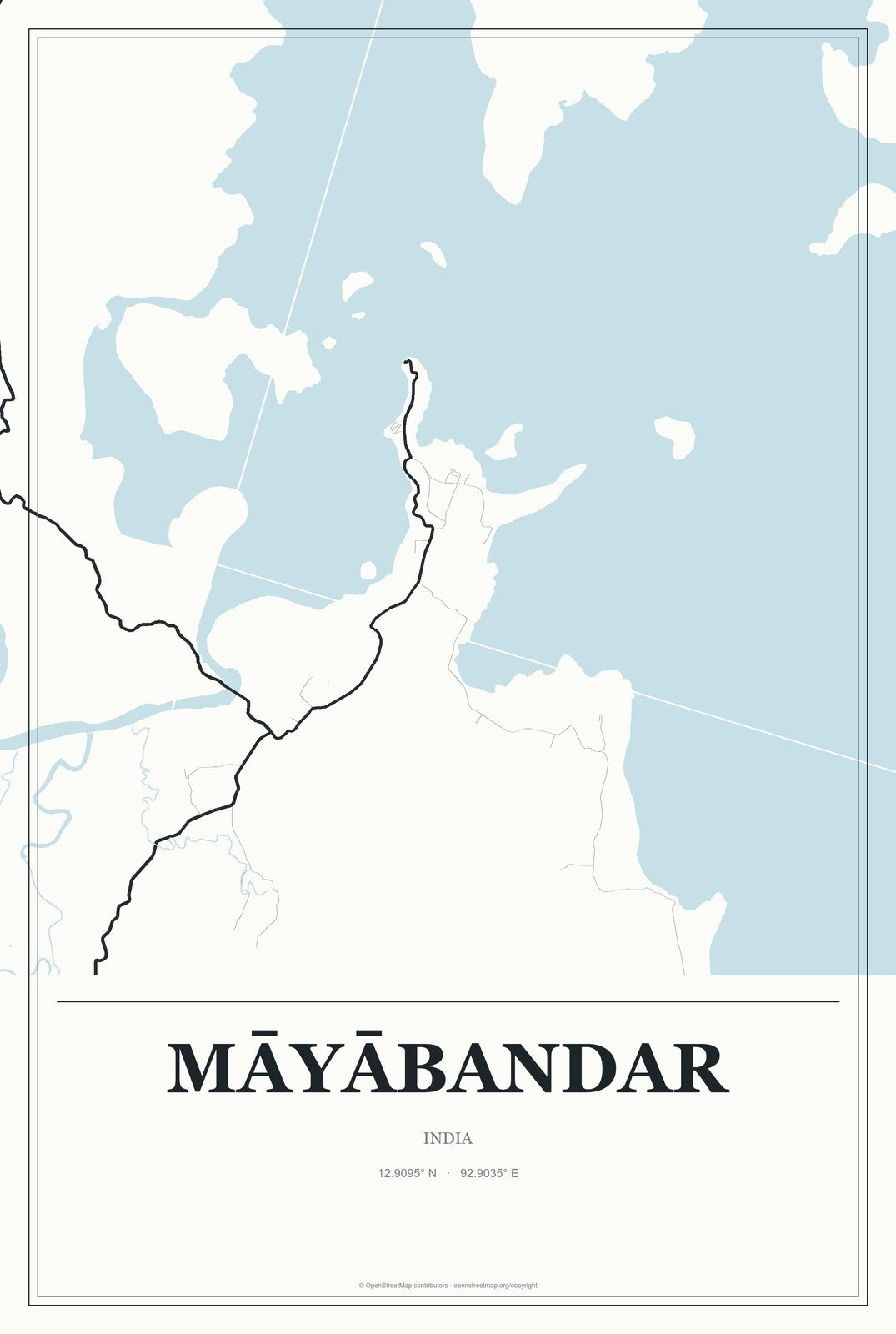 Māyābandar, India City Map Aluminum Sign in Gallery Air style