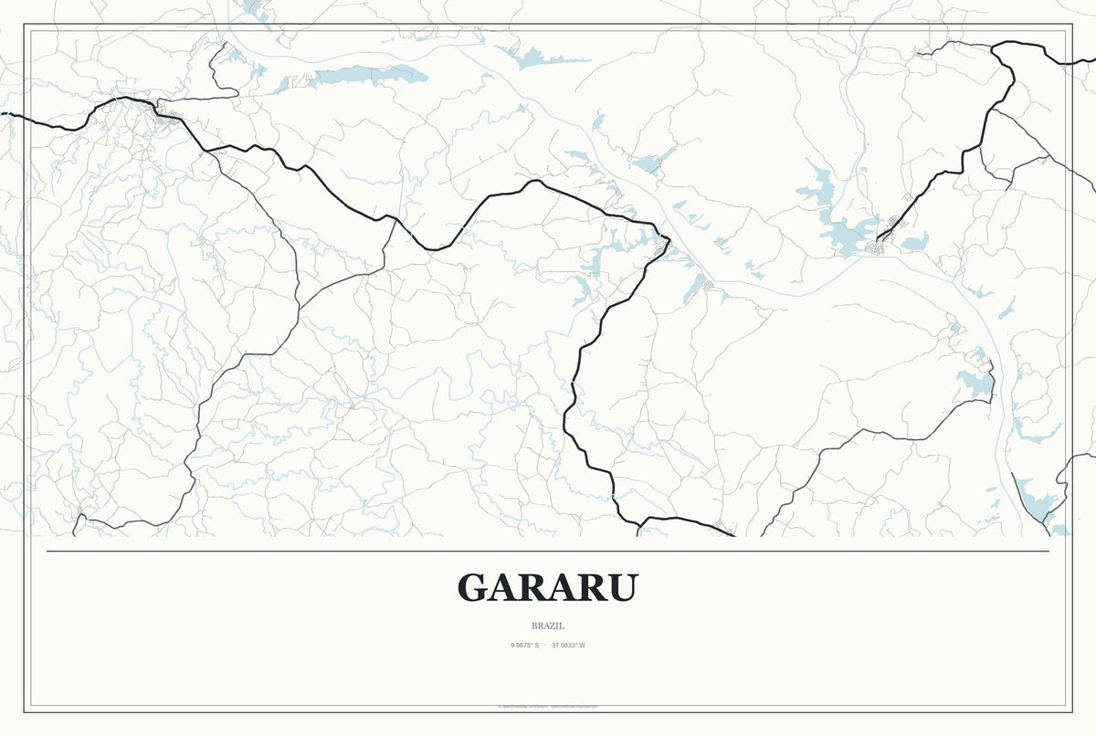 Gararu, Brazil City Map Aluminum Sign in Gallery Air style