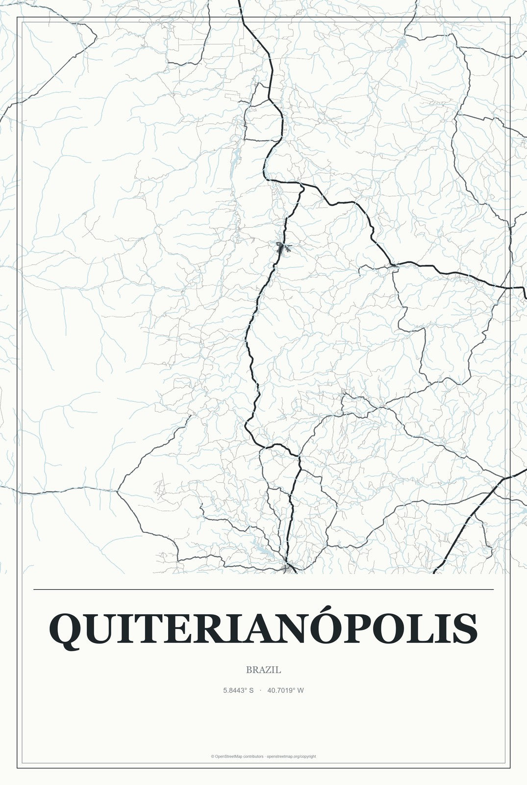 Quiterianópolis, Brazil City Map Aluminum Sign in Gallery Air style