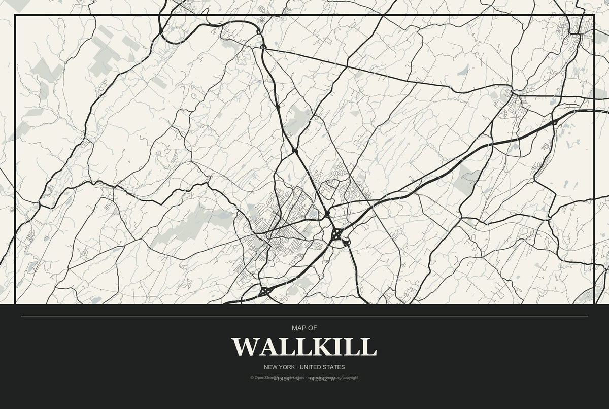 Wallkill, New York City Map Aluminum Sign in Museum Plaque style