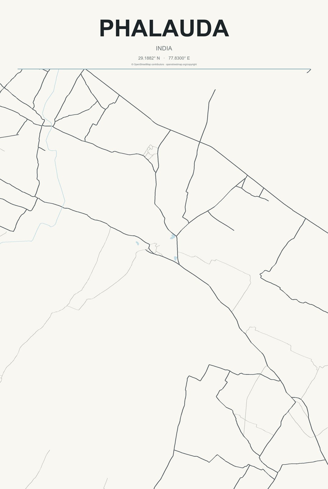 Phalauda, India City Map Aluminum Sign in Headline Atlas style