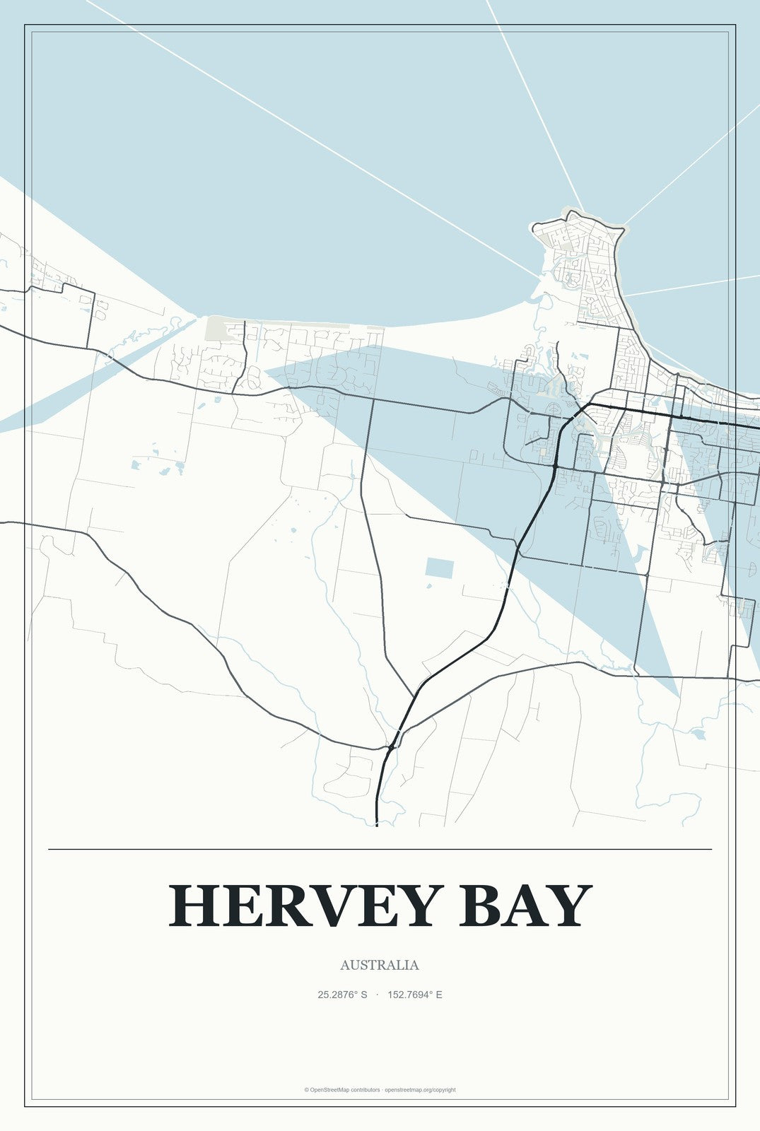 Hervey Bay, Australia City Map Aluminum Sign in Gallery Air style