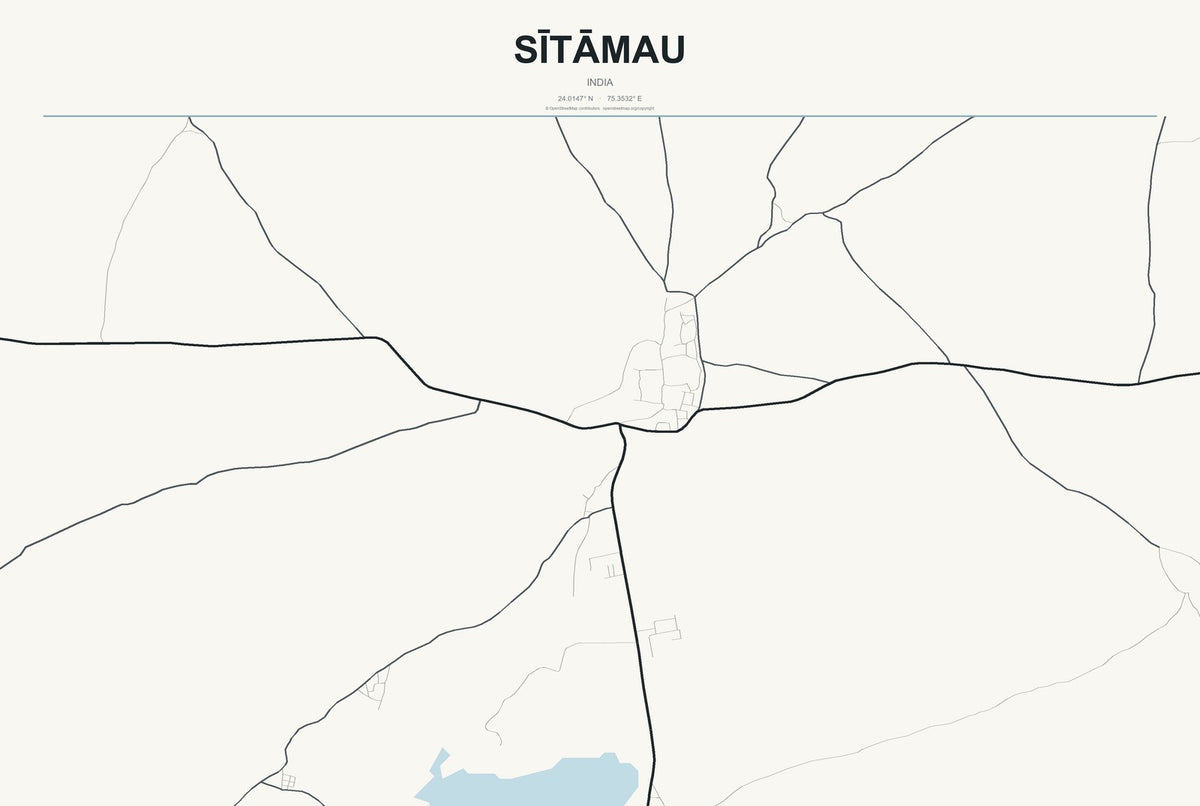 Sītāmau, India City Map Aluminum Sign in Headline Atlas style