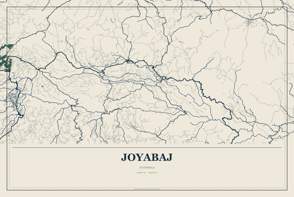 Joyabaj, Guatemala City Map Aluminum Sign in Coastal Cutout style