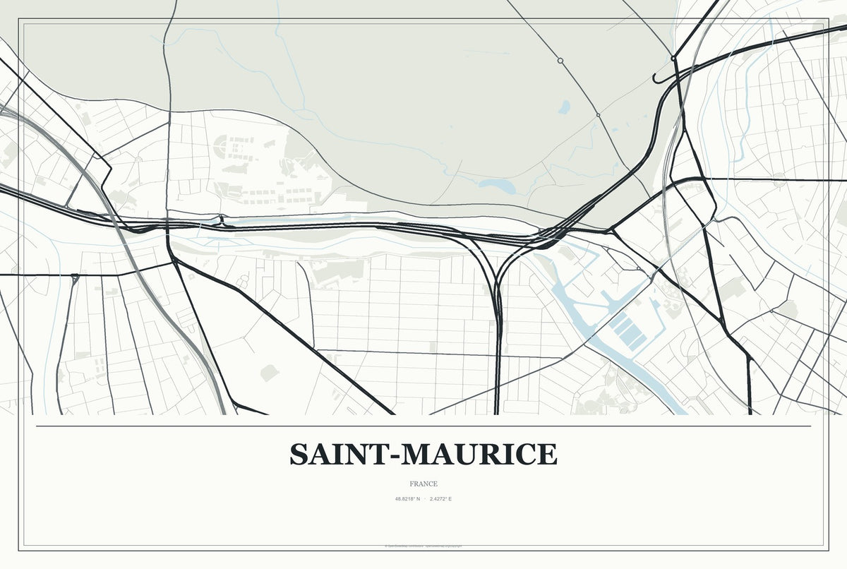 Saint-Maurice, France City Map Aluminum Sign in Gallery Air style