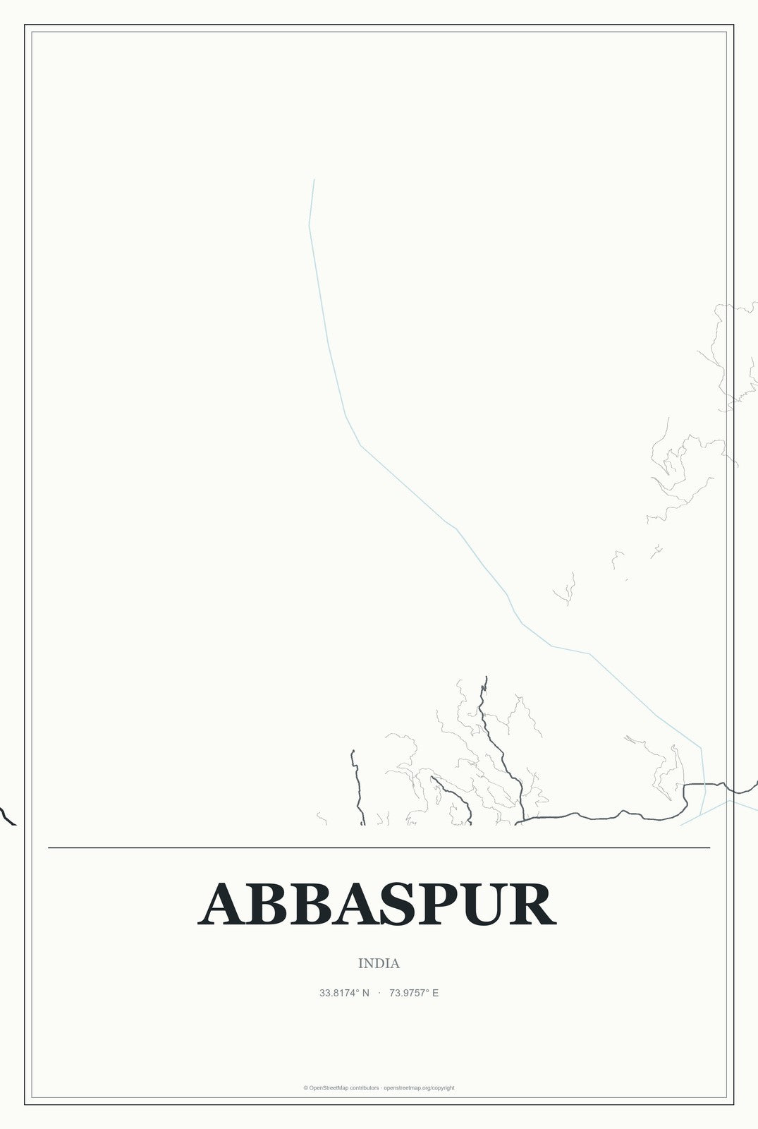Abbaspur, India City Map Aluminum Sign in Gallery Air style