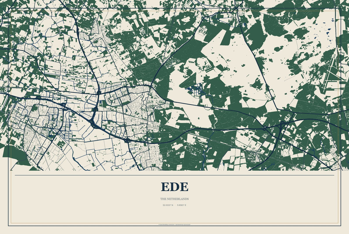Ede, The Netherlands City Map Aluminum Sign in Coastal Cutout style