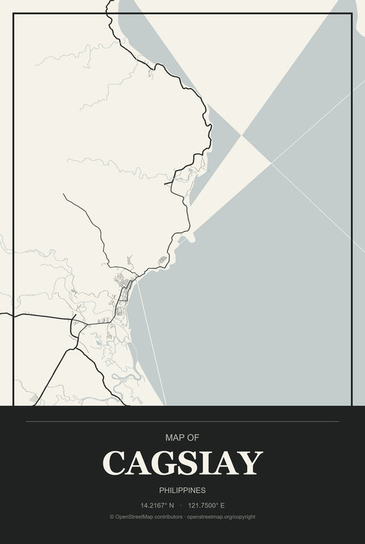 Cagsiay, Philippines City Map Aluminum Sign in Museum Plaque style