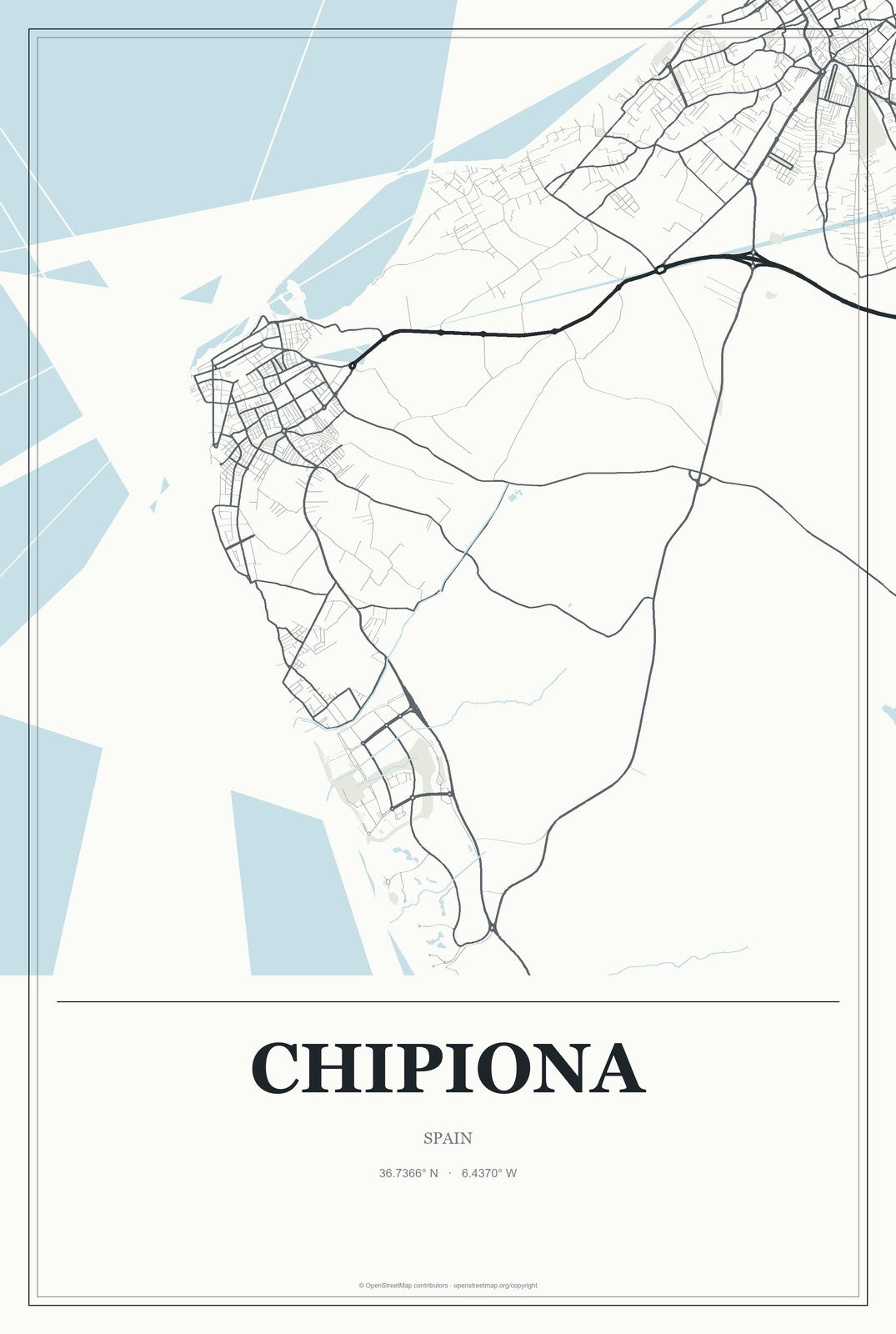 Chipiona, Spain City Map Aluminum Sign in Gallery Air style