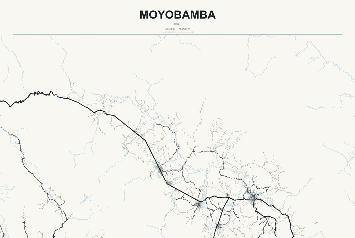 Moyobamba, Peru City Map Aluminum Sign in Headline Atlas style