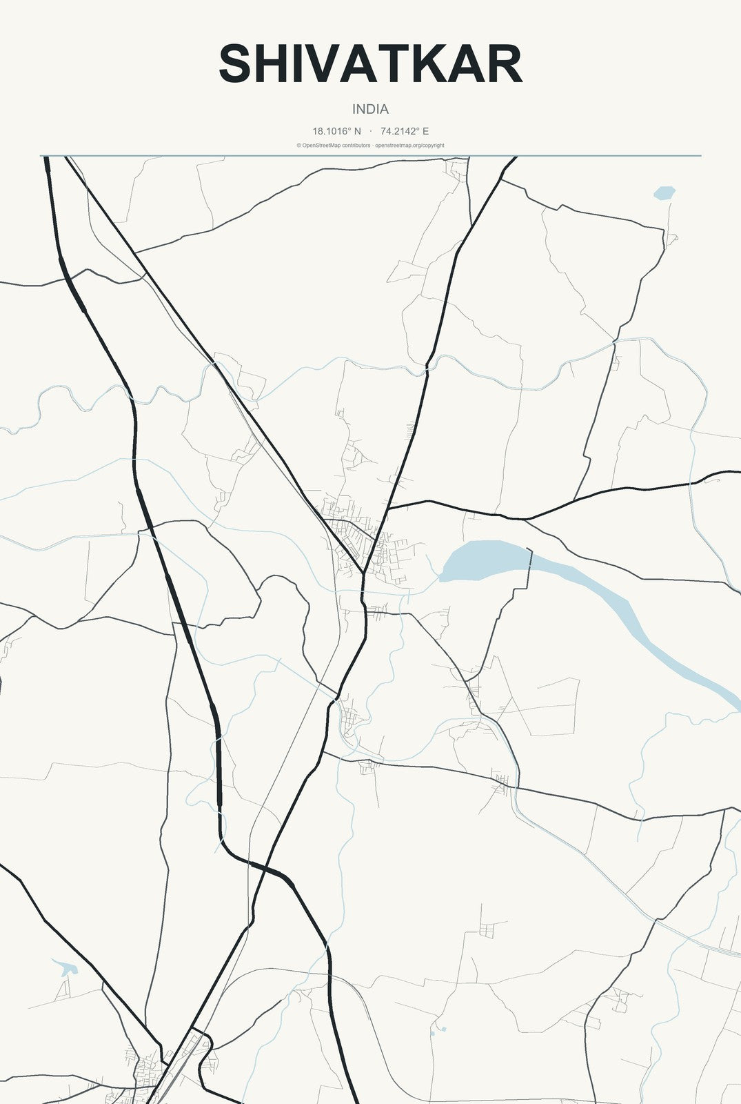 Shivatkar, India City Map Aluminum Sign in Headline Atlas style
