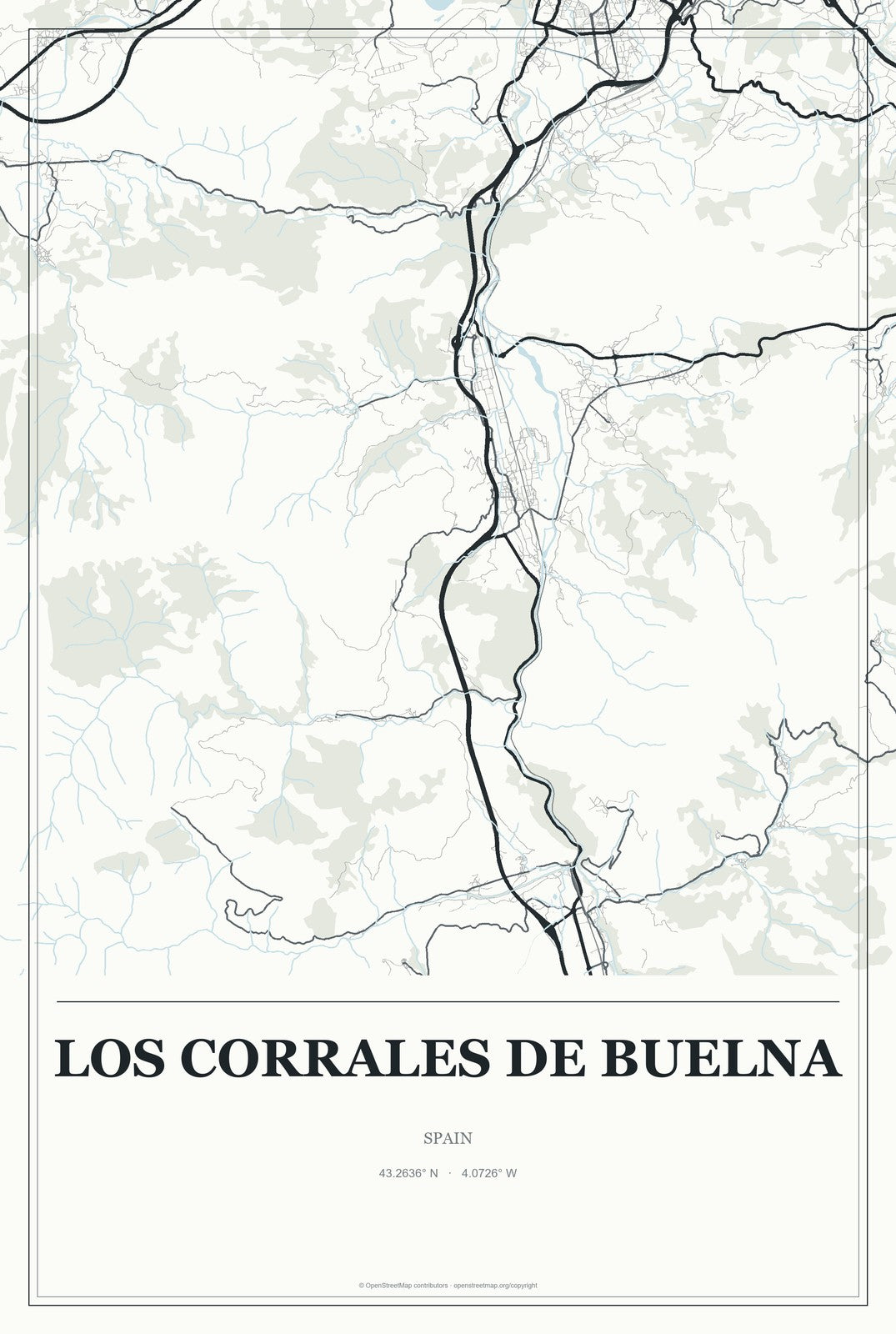 Los Corrales de Buelna, Spain City Map Aluminum Sign in Gallery Air style
