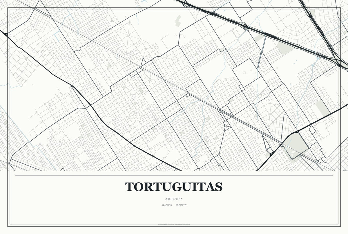 Tortuguitas, Argentina City Map Aluminum Sign in Gallery Air style