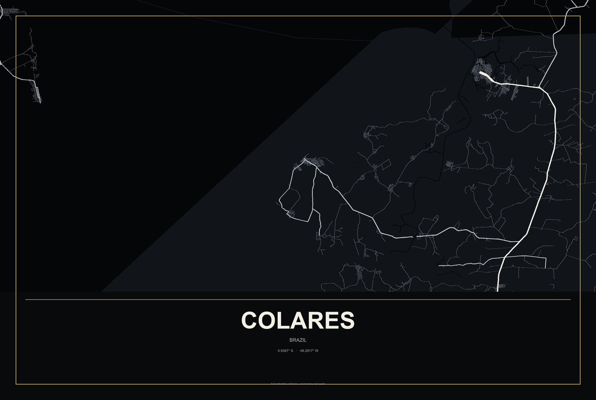 Colares, Brazil City Map Aluminum Sign in Metropolitan Noir style