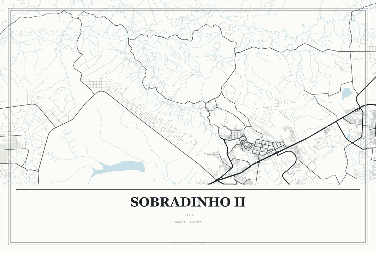 Sobradinho II, Brazil City Map Aluminum Sign in Gallery Air style