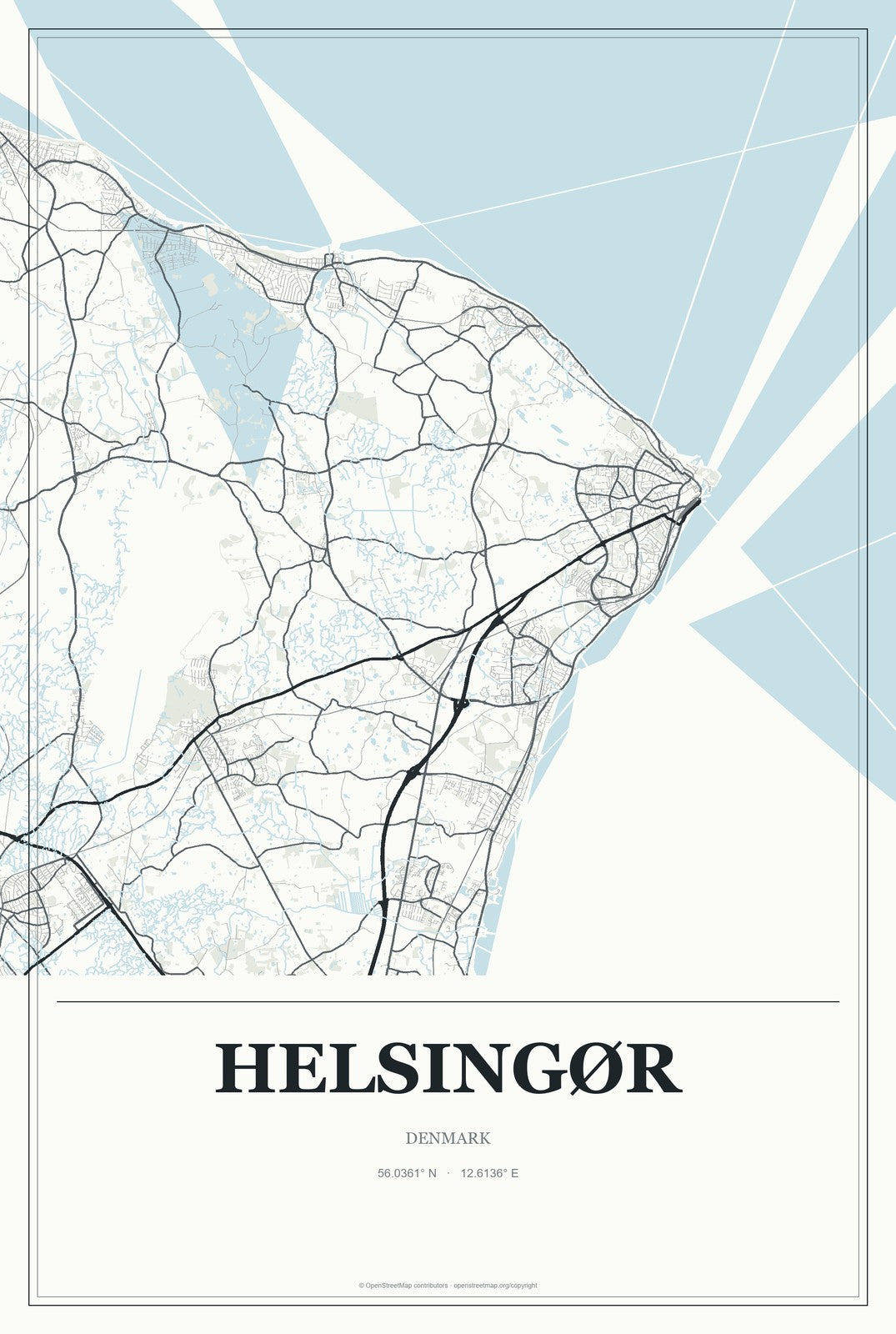 Helsingør, Denmark City Map Aluminum Sign in Gallery Air style