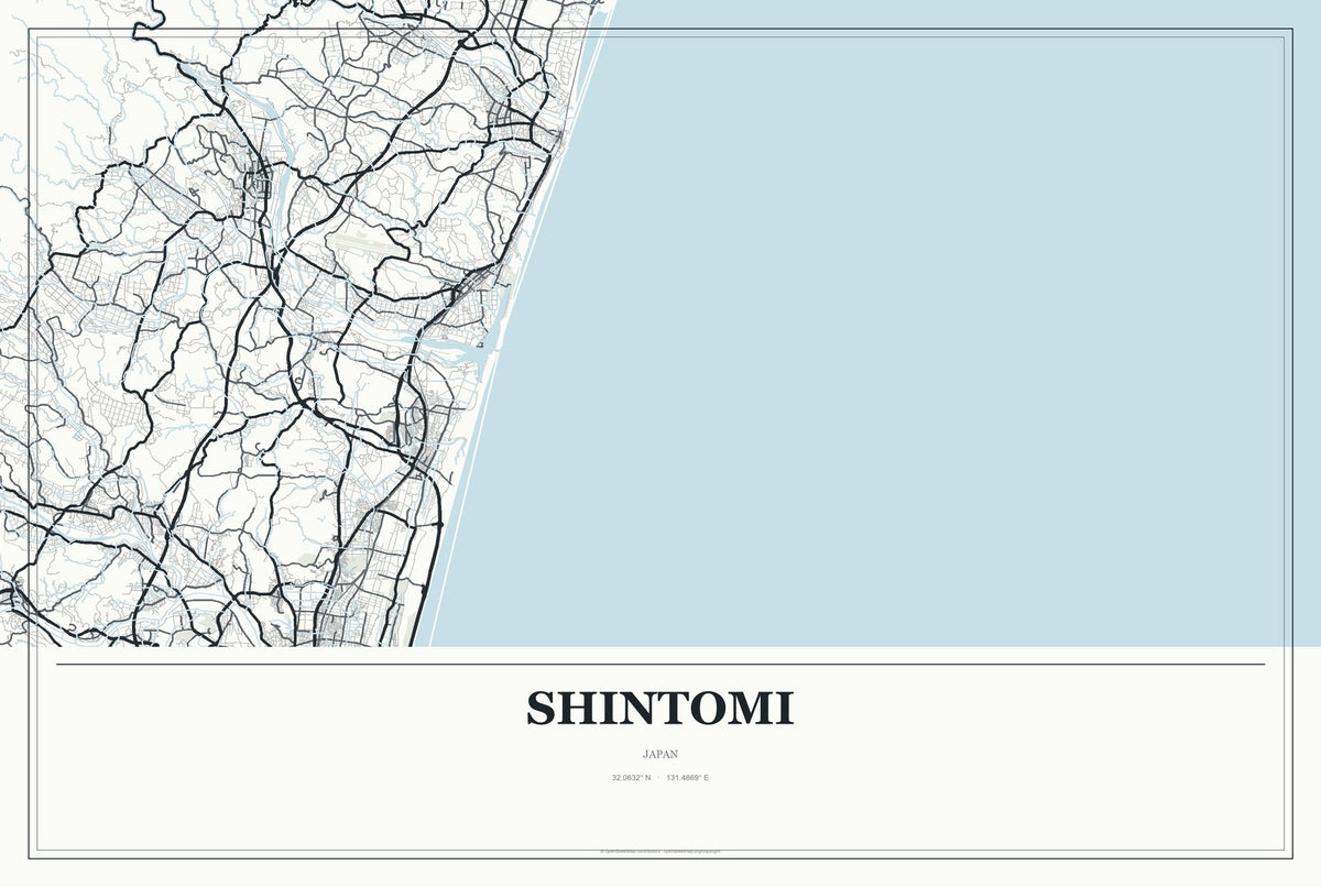 Shintomi, Japan City Map Aluminum Sign in Gallery Air style