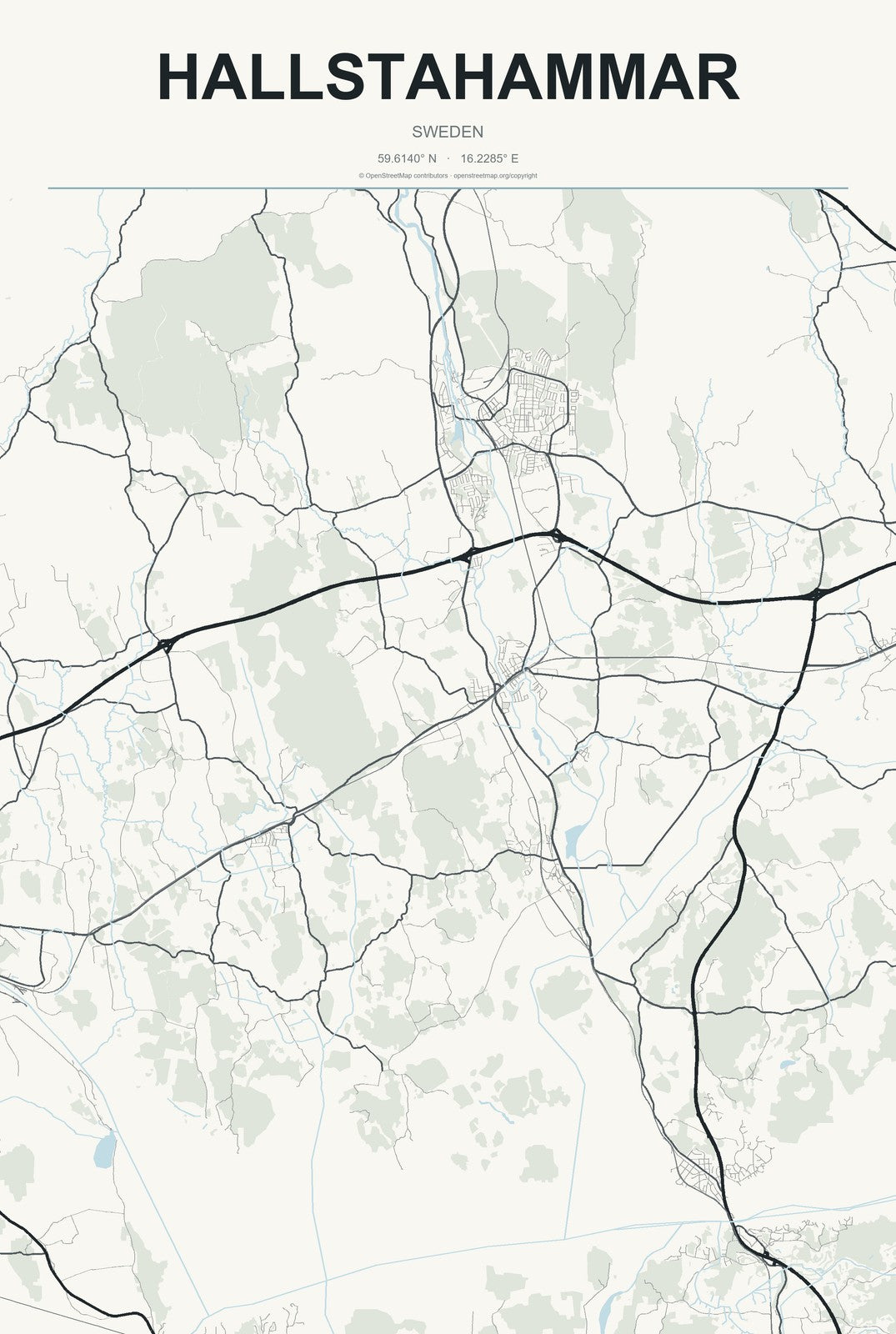 Hallstahammar, Sweden City Map Aluminum Sign in Headline Atlas style