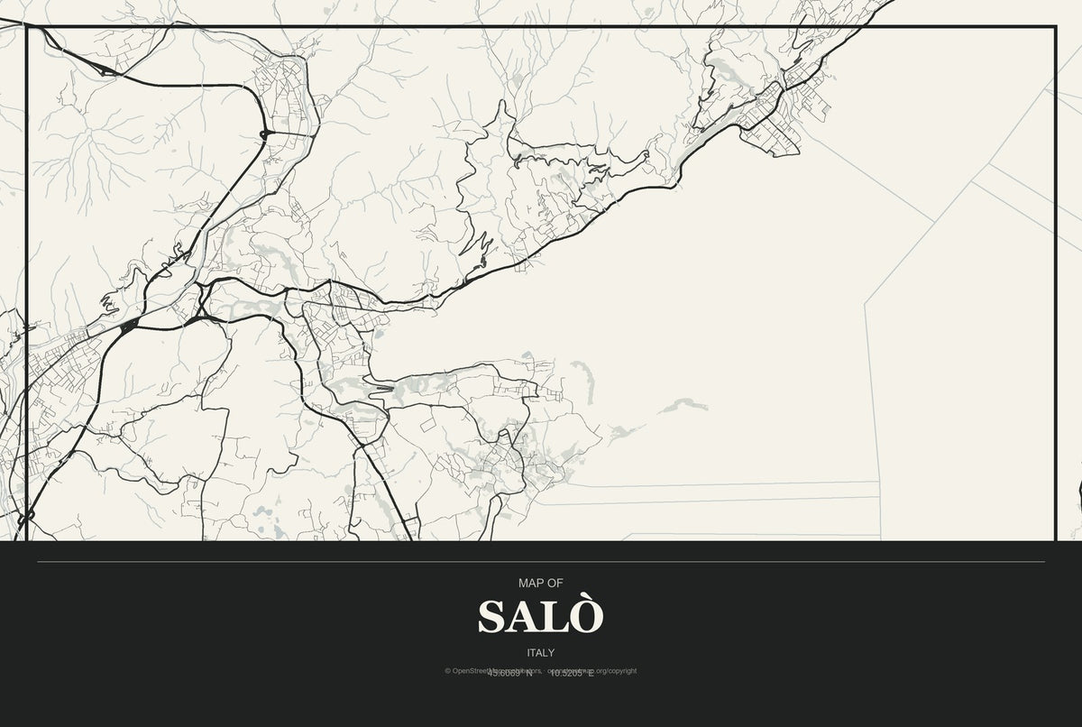 Salò, Italy City Map Aluminum Sign in Museum Plaque style