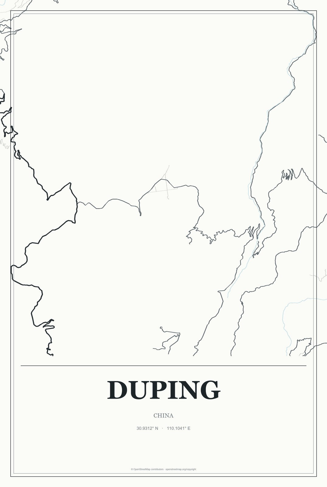 Duping, China City Map Aluminum Sign in Gallery Air style