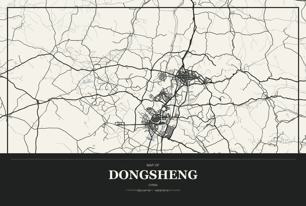 Dongsheng, China City Map Aluminum Sign in Museum Plaque style