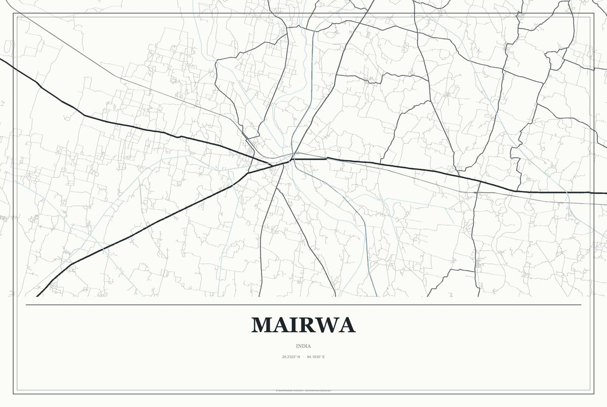 Mairwa, India City Map Aluminum Sign in Gallery Air style