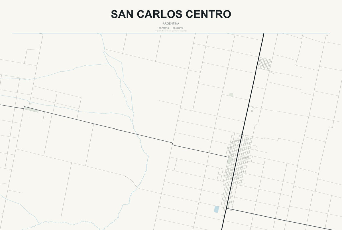 San Carlos Centro, Argentina City Map Aluminum Sign in Headline Atlas style