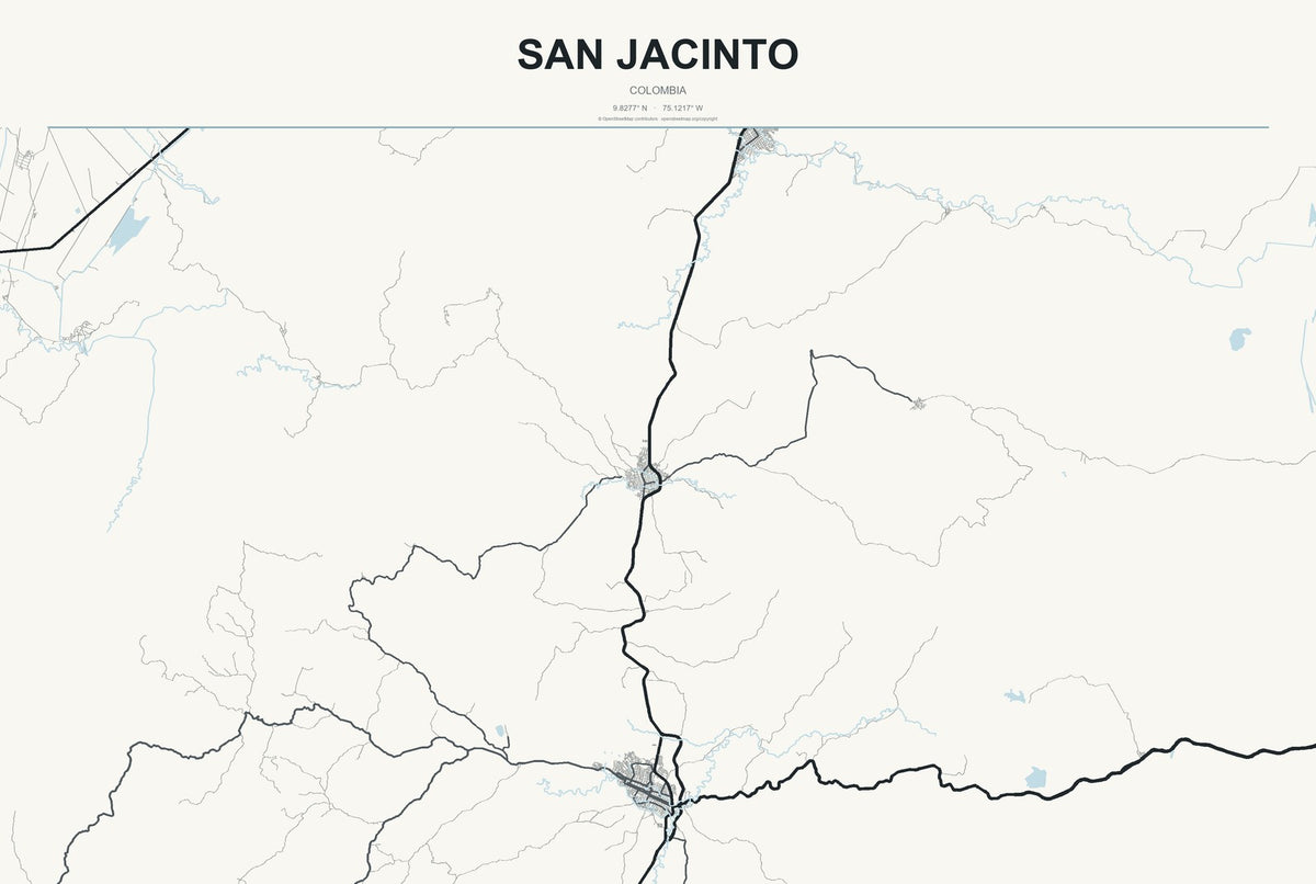 San Jacinto, Colombia City Map Aluminum Sign in Headline Atlas style