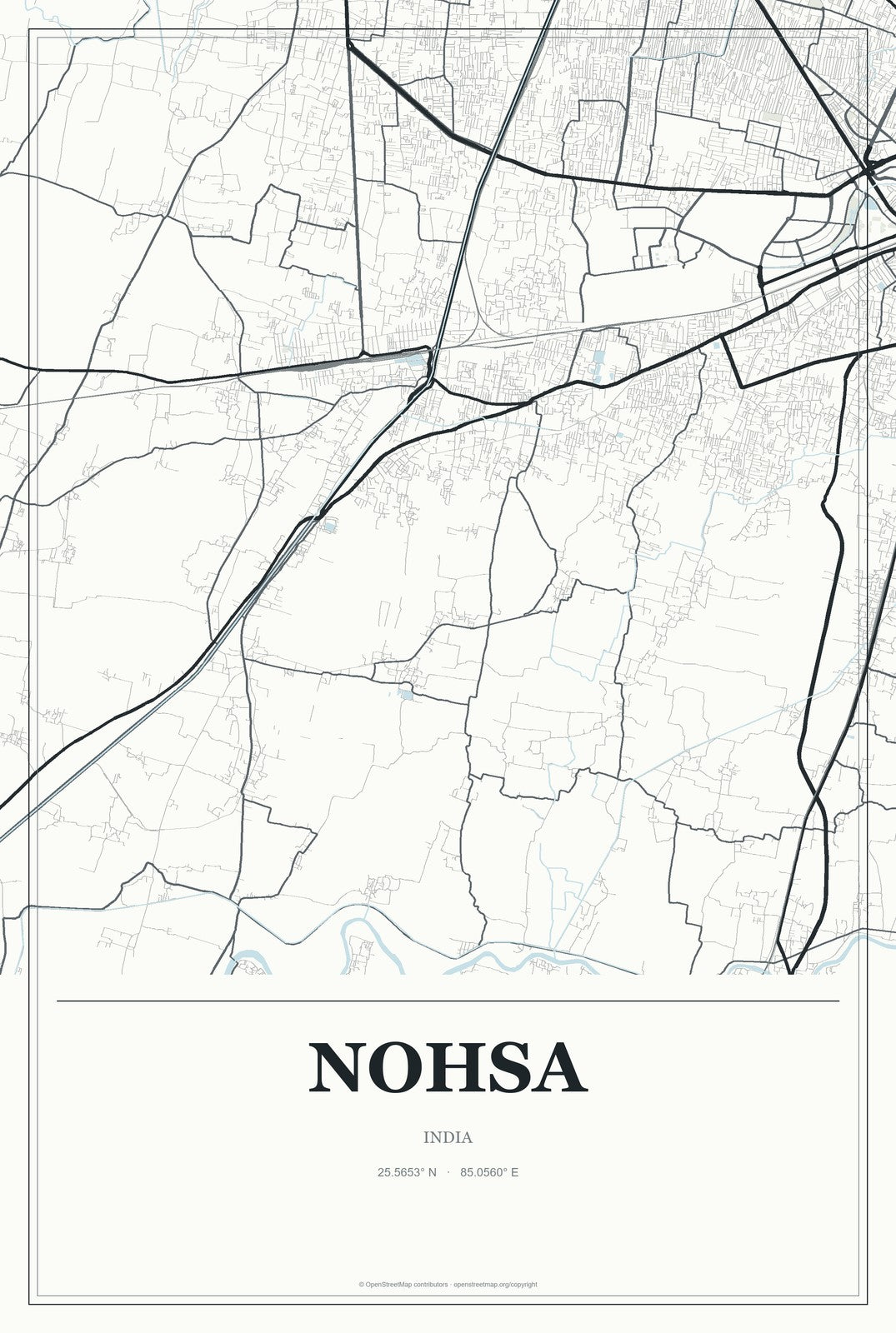 Nohsa, India City Map Aluminum Sign in Gallery Air style