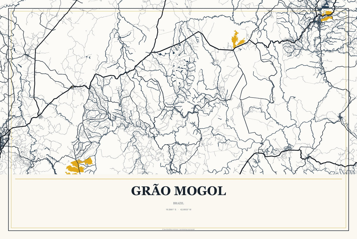 Grão Mogol, Brazil City Map Aluminum Sign in Citrine Modern style