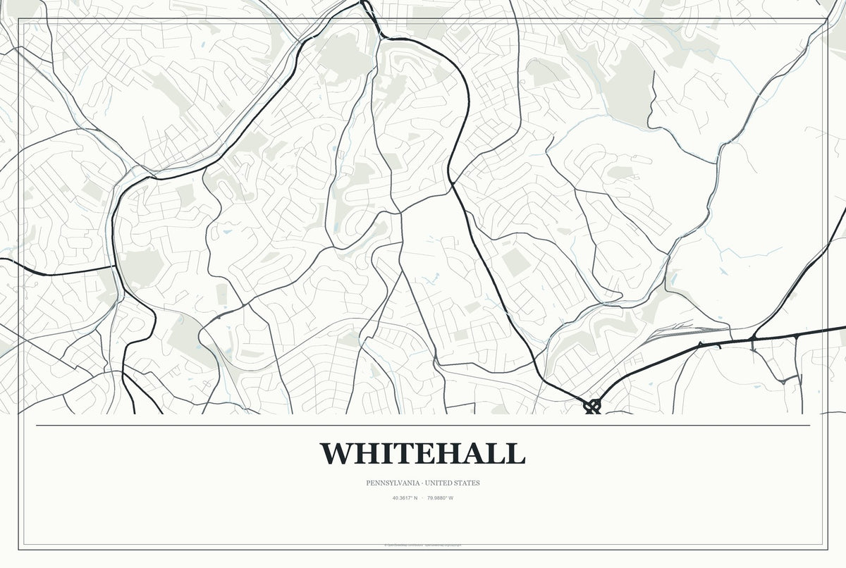 Whitehall, Pennsylvania City Map Aluminum Sign in Gallery Air style