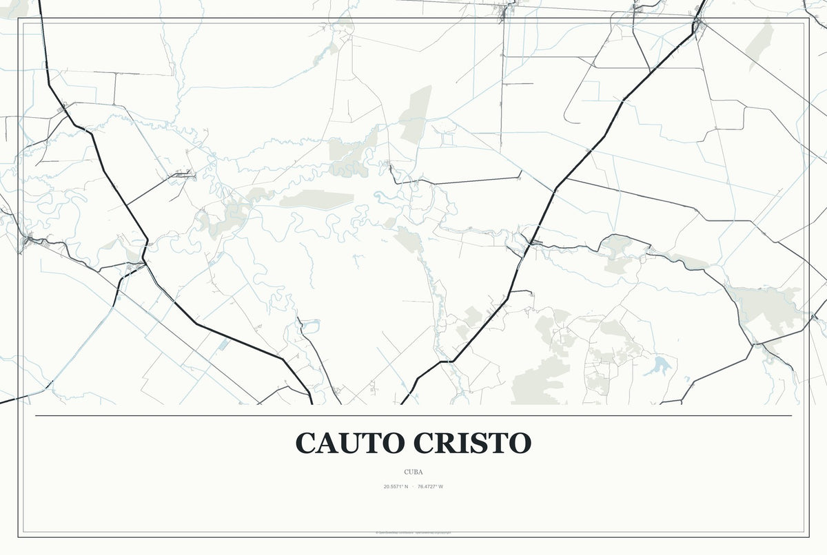 Cauto Cristo, Cuba City Map Aluminum Sign in Gallery Air style