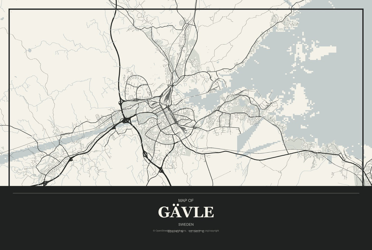 Gävle, Sweden City Map Aluminum Sign in Museum Plaque style