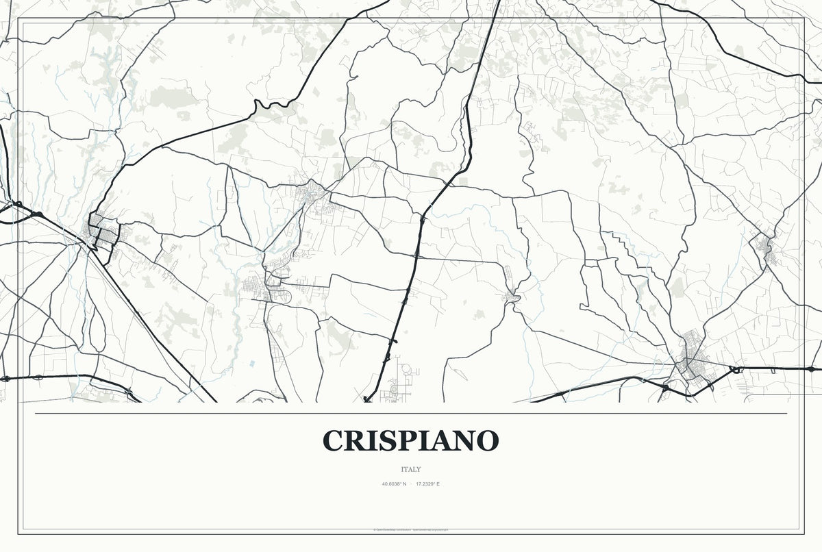Crispiano, Italy City Map Aluminum Sign in Gallery Air style