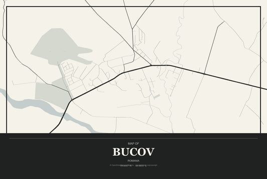 Bucov, Romania City Map Aluminum Sign in Museum Plaque style