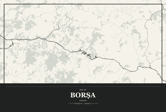 Borşa, Romania City Map Aluminum Sign in Museum Plaque style