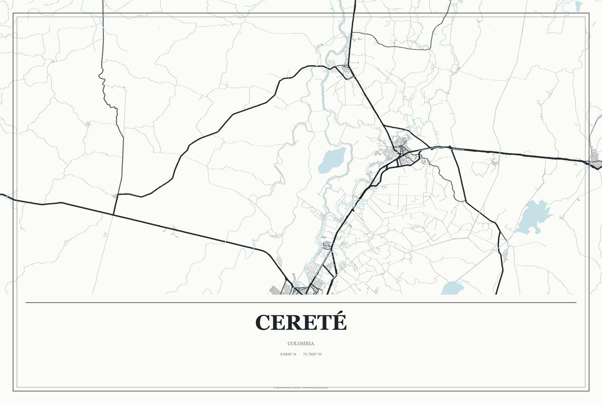 Cereté, Colombia City Map Aluminum Sign in Gallery Air style