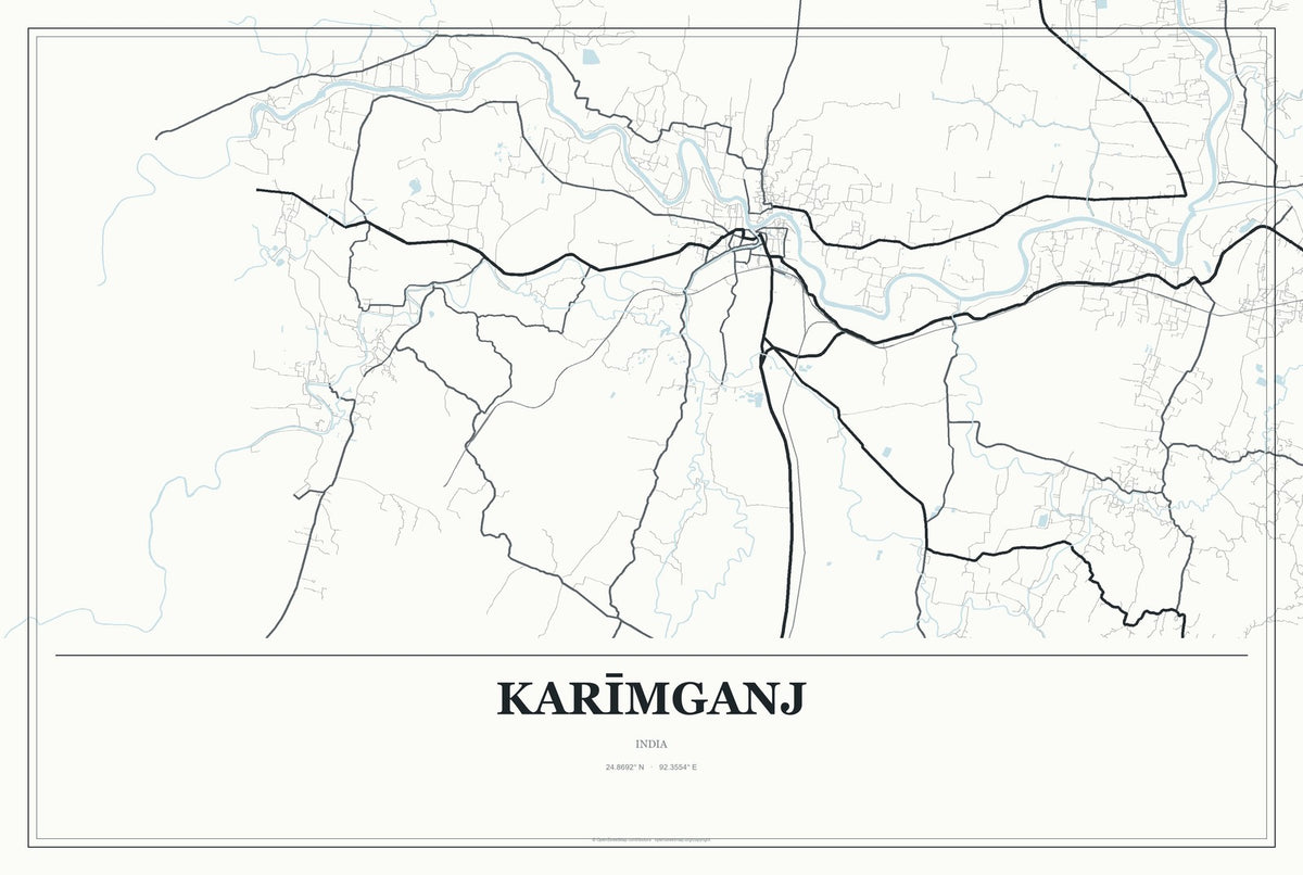Karīmganj, India City Map Aluminum Sign in Gallery Air style