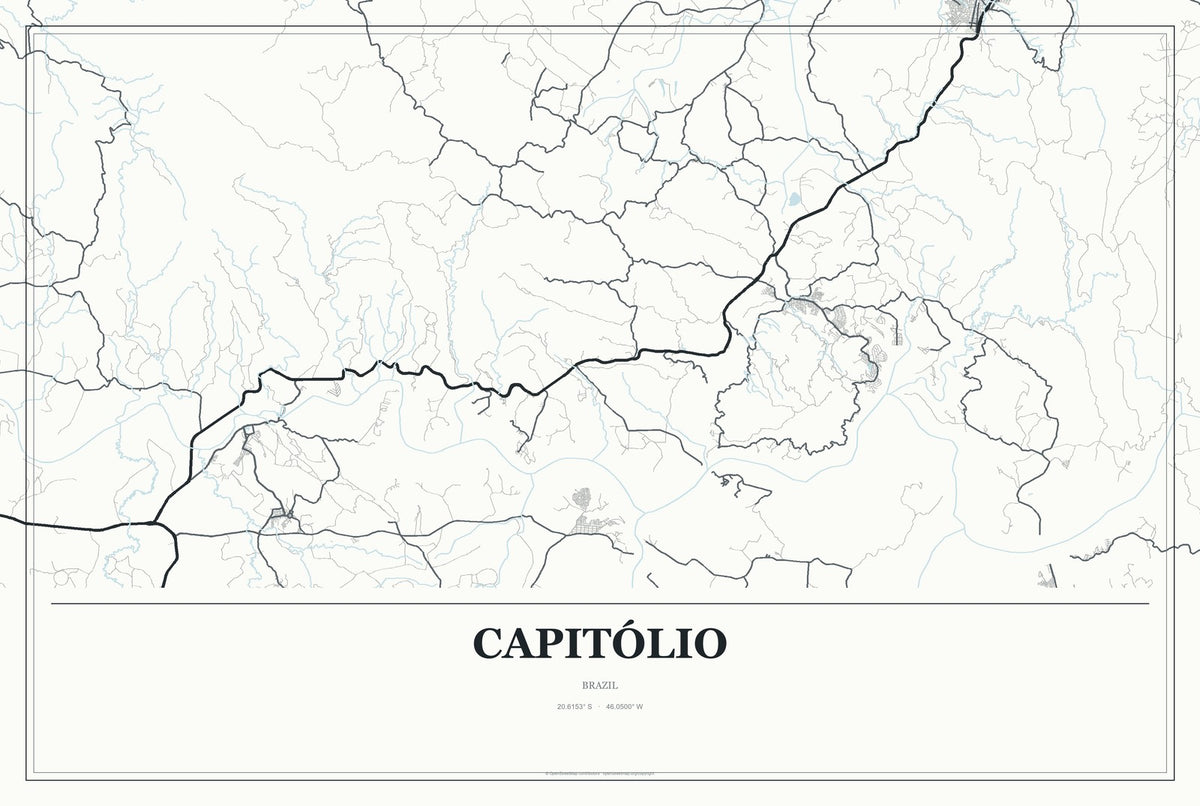 Capitólio, Brazil City Map Aluminum Sign in Gallery Air style