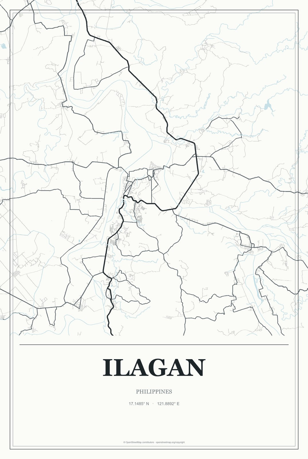 Ilagan, Philippines City Map Aluminum Sign in Gallery Air style
