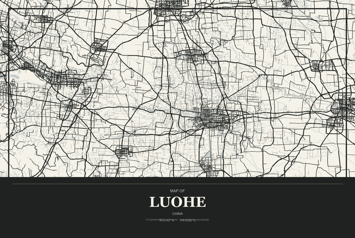 Luohe, China City Map Aluminum Sign in Museum Plaque style
